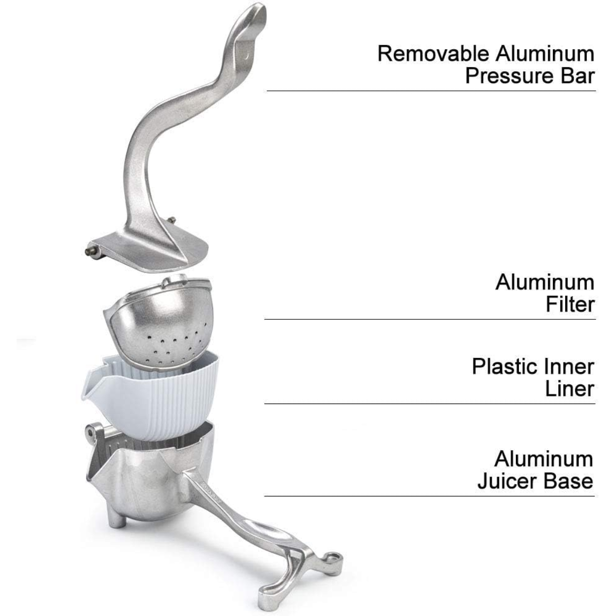 Exprimidor Manual de Frutas en Aluminio Reforzado | Extractor de Jugos Cítricos Antigoteo para Hogar o Negocio