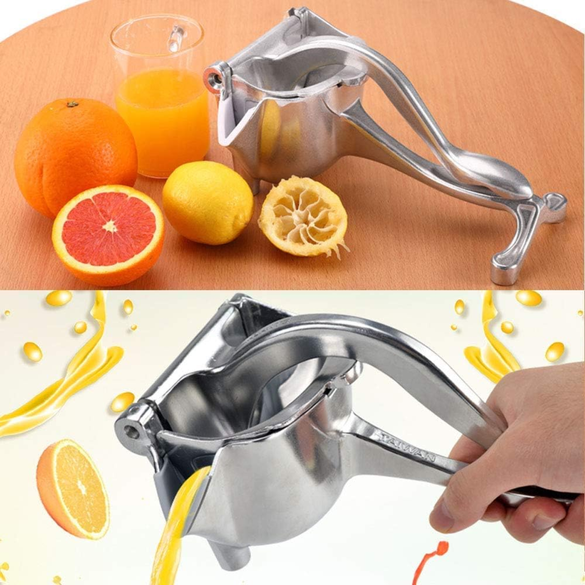 Exprimidor Manual de Frutas en Aluminio Reforzado | Extractor de Jugos Cítricos Antigoteo para Hogar o Negocio