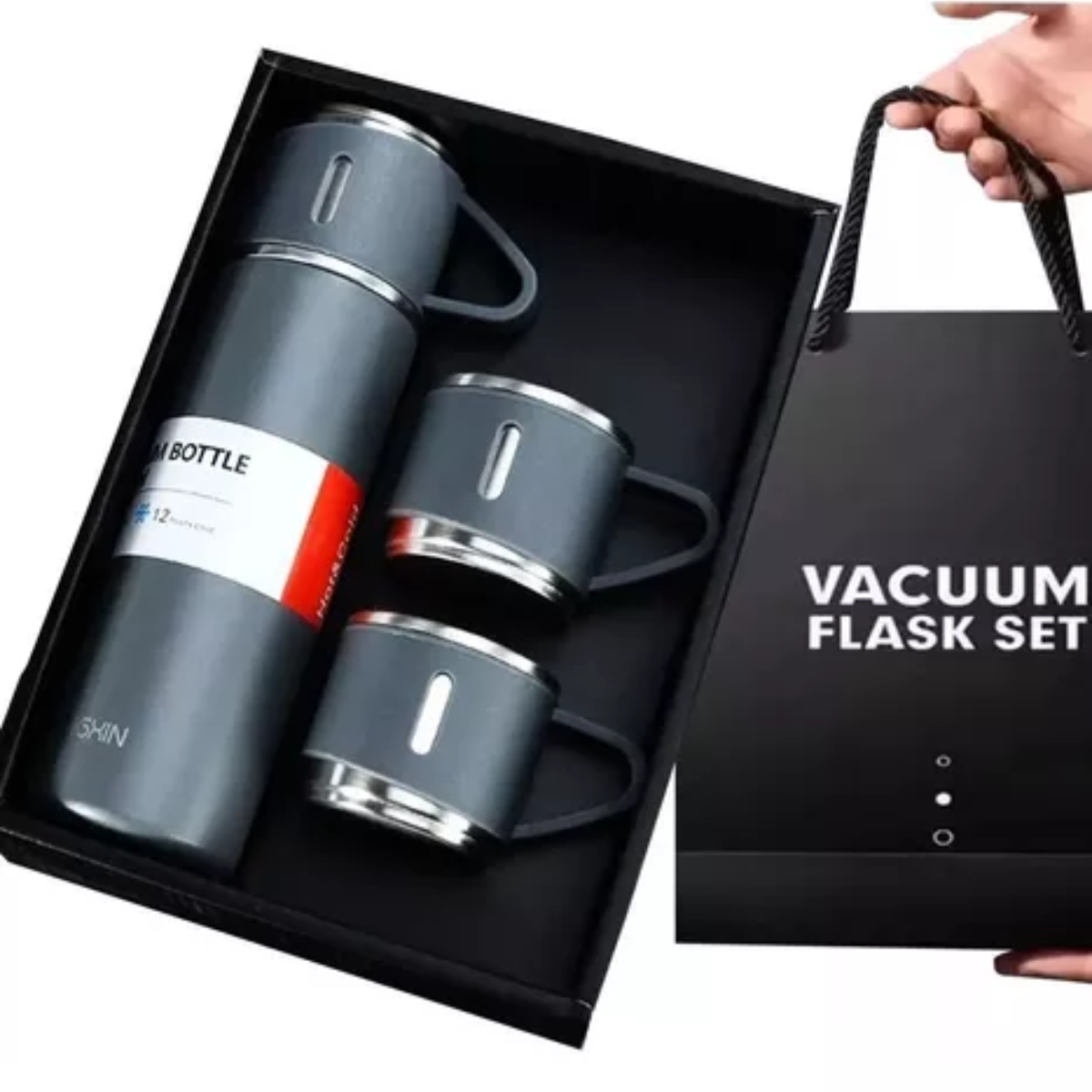 Termo Inox con Tapa Tipo Vaso | Conserva Frío y Calor hasta 17 Horas con Botón CLICK RÁPIDO