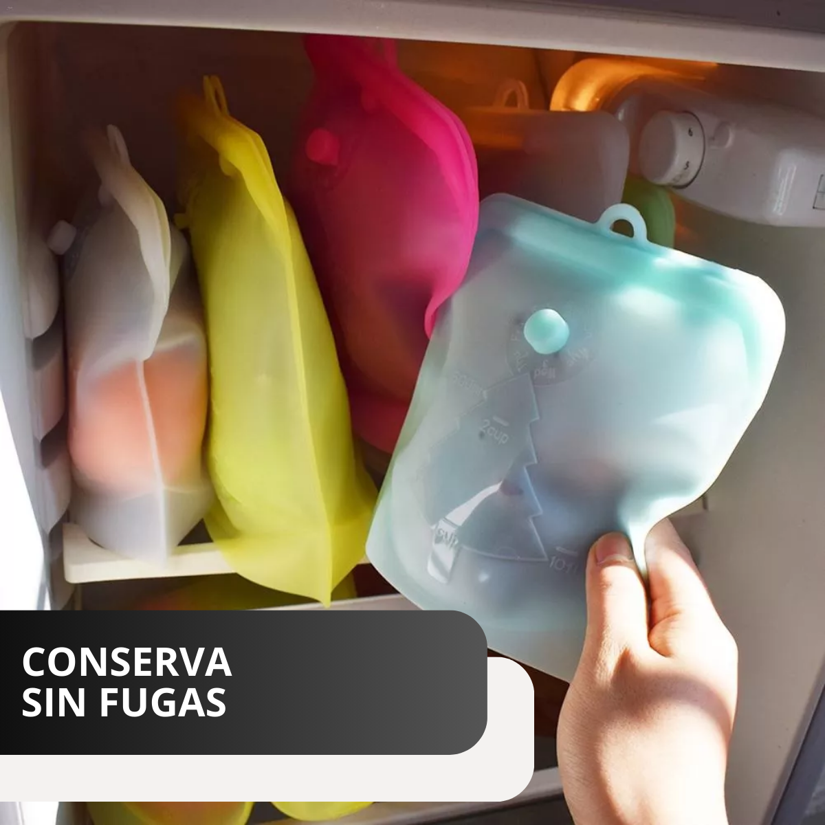 Bolsa Hermética Reutilizable de Silicona 500 ml x1 | Conservación de Alimentos Pd57