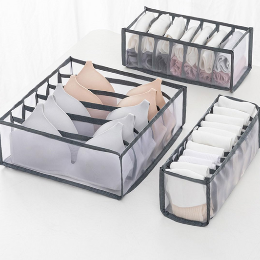 Set de Organizadores de Cajones 3 Pack | Malla Transpirable para Ropa Interior, Brasieres y Calcetines