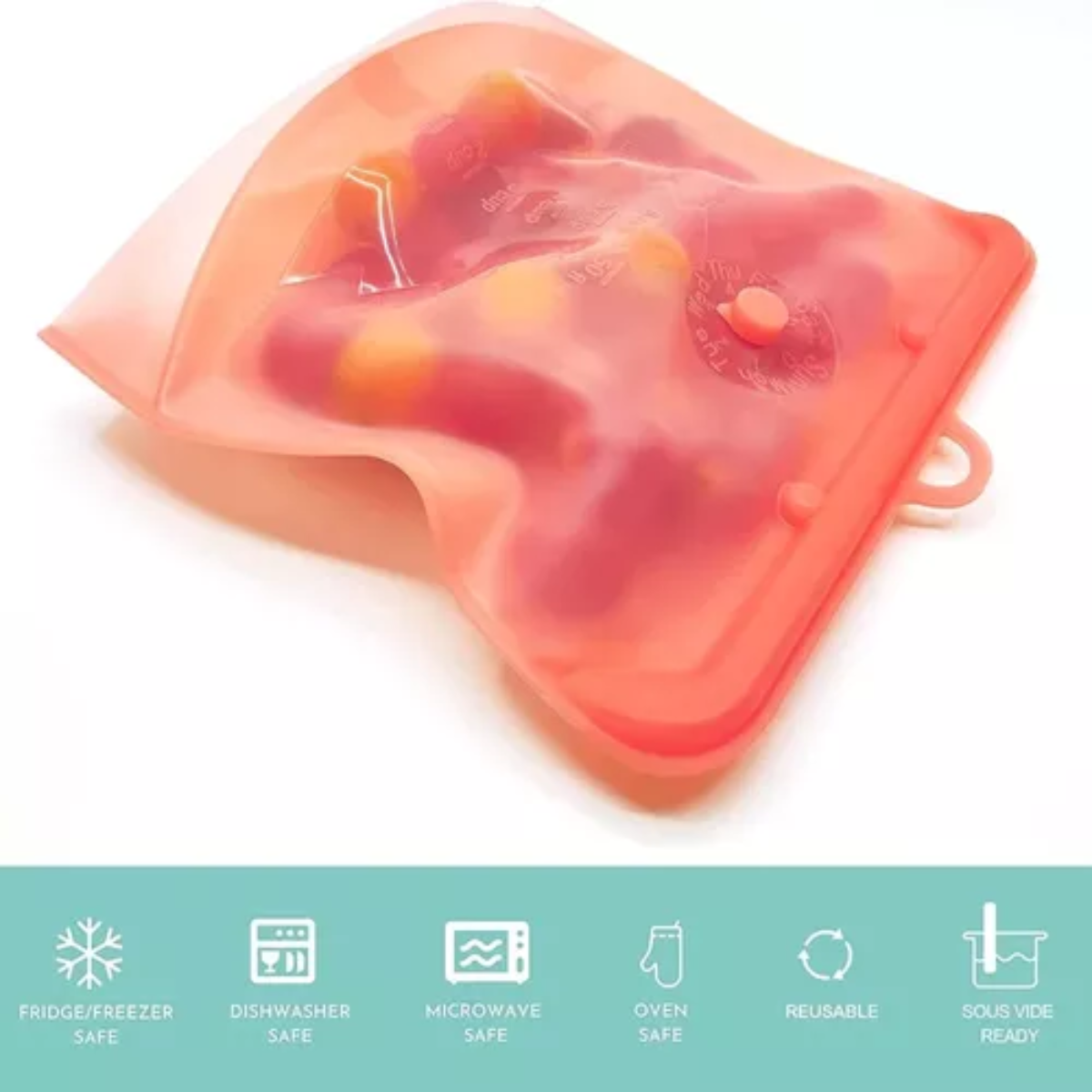 Bolsa Hermética Reutilizable de Silicona 500 ml x1 | Conservación de Alimentos Pd57