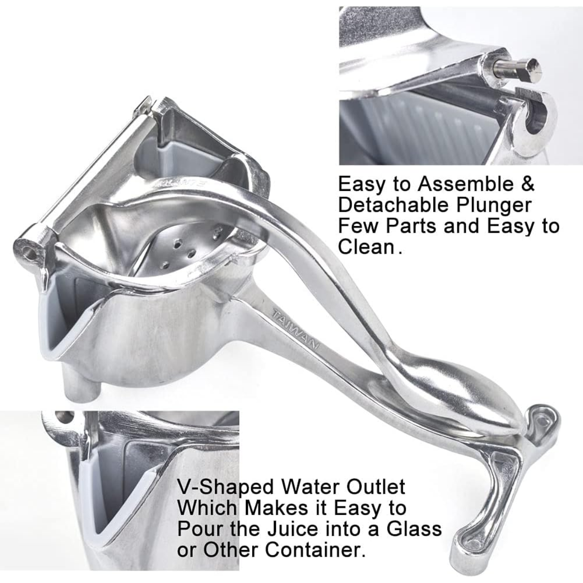 Exprimidor Manual de Frutas en Aluminio Reforzado | Extractor de Jugos Cítricos Antigoteo para Hogar o Negocio