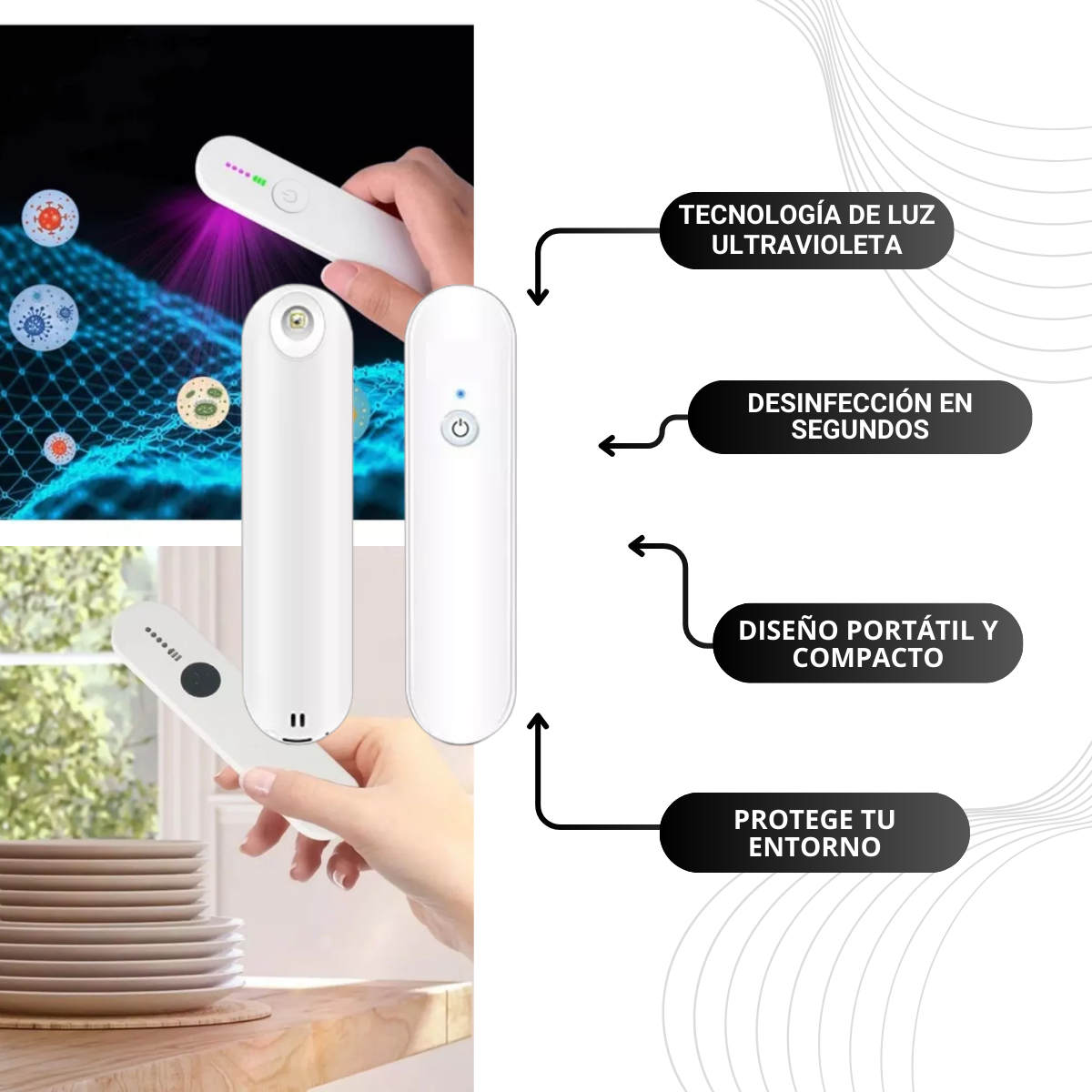 Lámpara UV Esterilizadora Portátil | Desinfección Rápida con Luz Ultravioleta